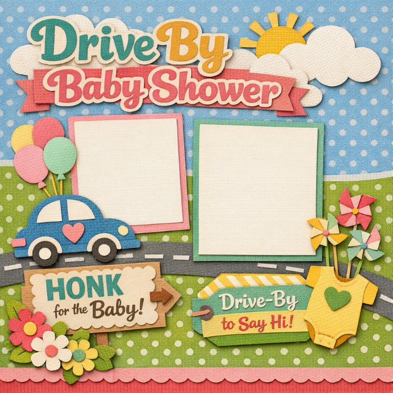 Drive By Baby Shower-Premade Scrapbook Page