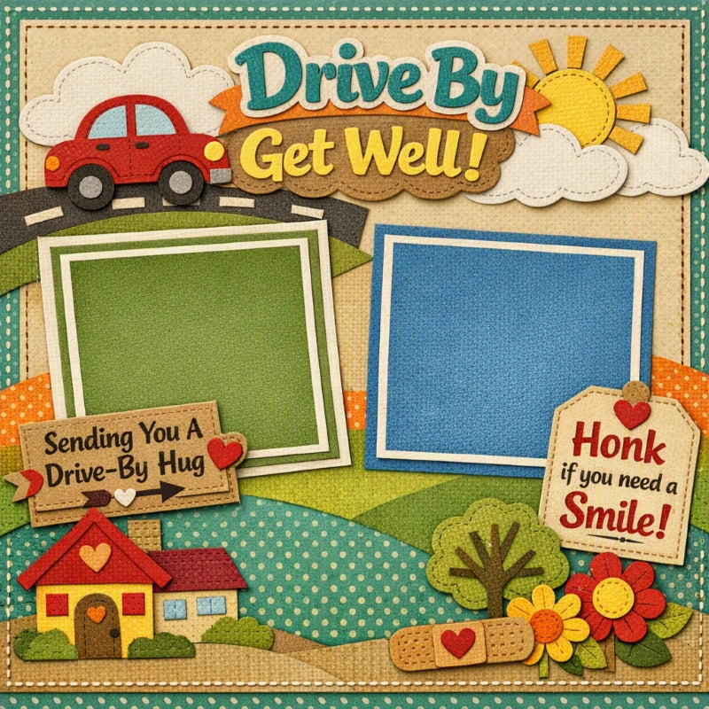 Drive By Get Well!-Premade Scrapbook Page