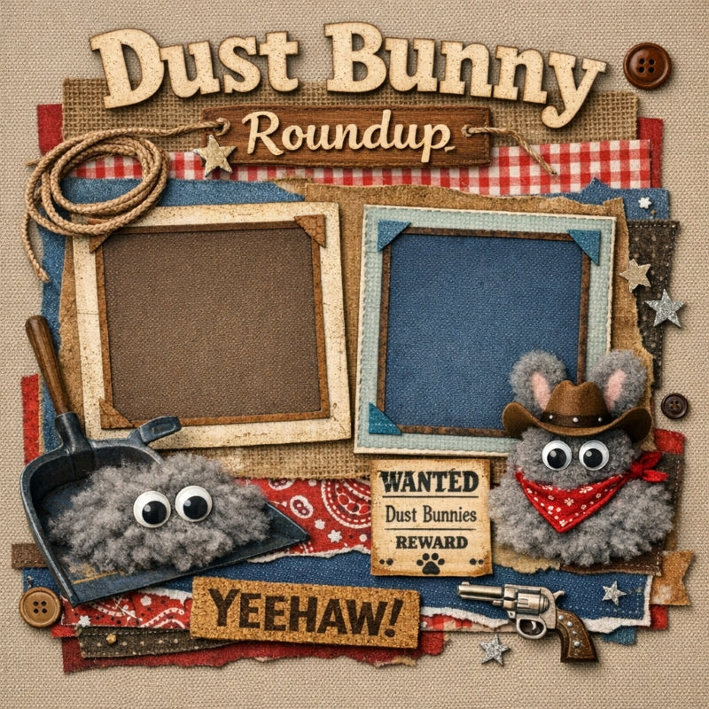 Dust Bunny Roundup-Premade Scrapbook Page