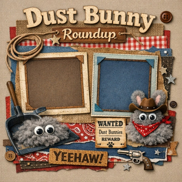 Dust Bunny Roundup-Premade Scrapbook Page