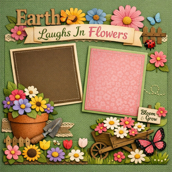 Earth Laughs In Flowers-Premade Scrapbook Page