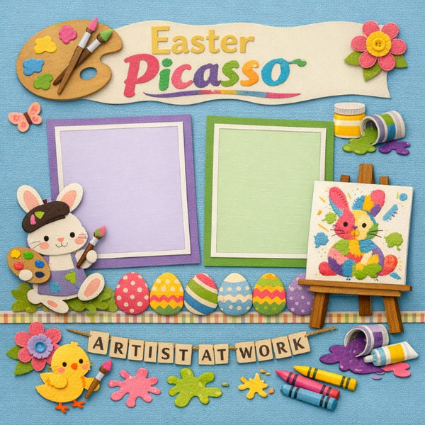 Easter Picasso-Premade Scrapbook Page