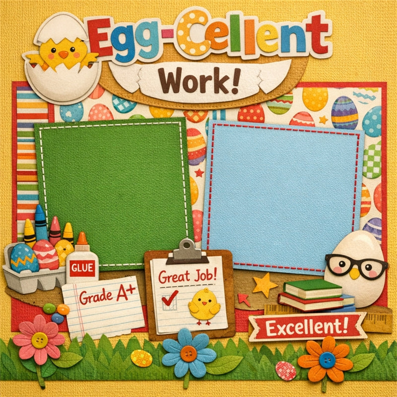 Egg-Cellent Work!-Premade Scrapbook Page