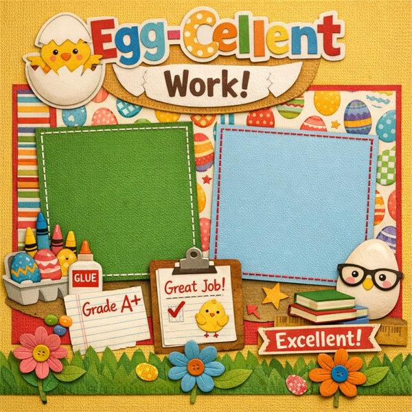 Egg-Cellent Work!-Premade Scrapbook Page