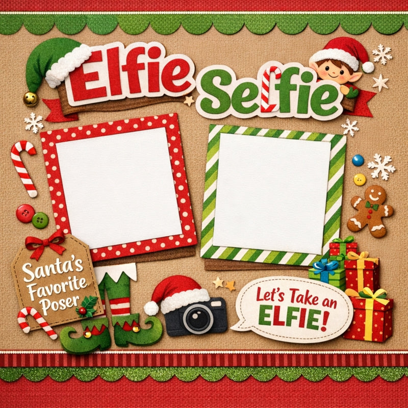 Elfie Selfie-Premade Scrapbook Page
