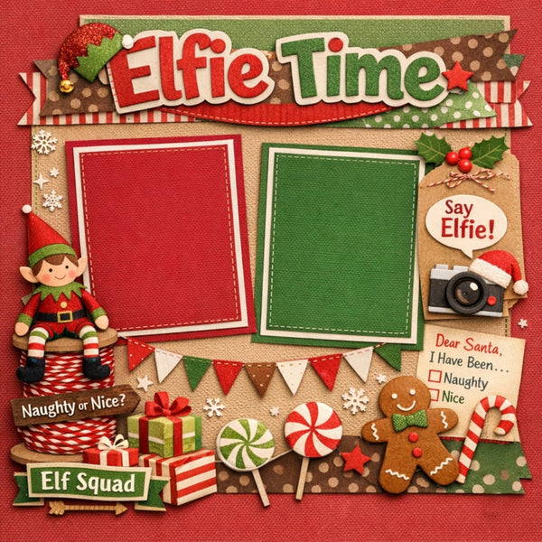 Elfie Time-Premade Scrapbook Page