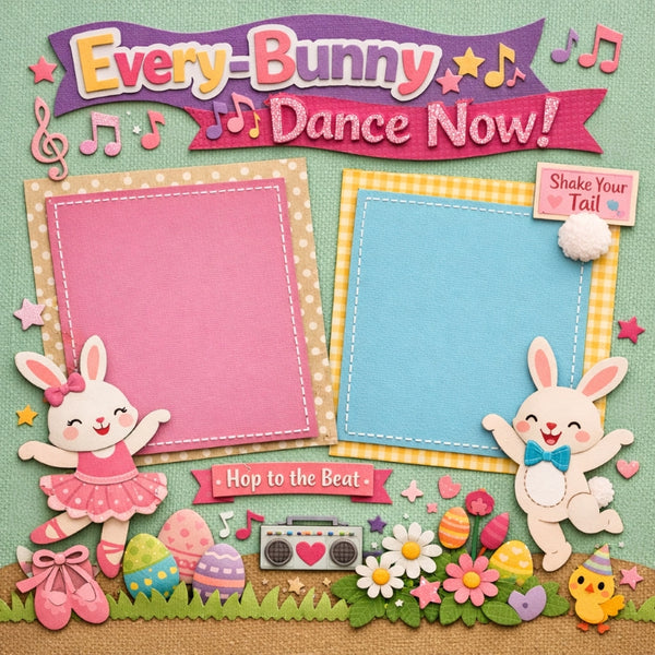 Every-Bunny Dance Now!-Premade Scrapbook Page