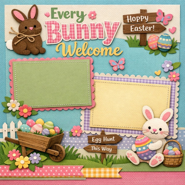 Every Bunny Welcome-Premade Scrapbook Page
