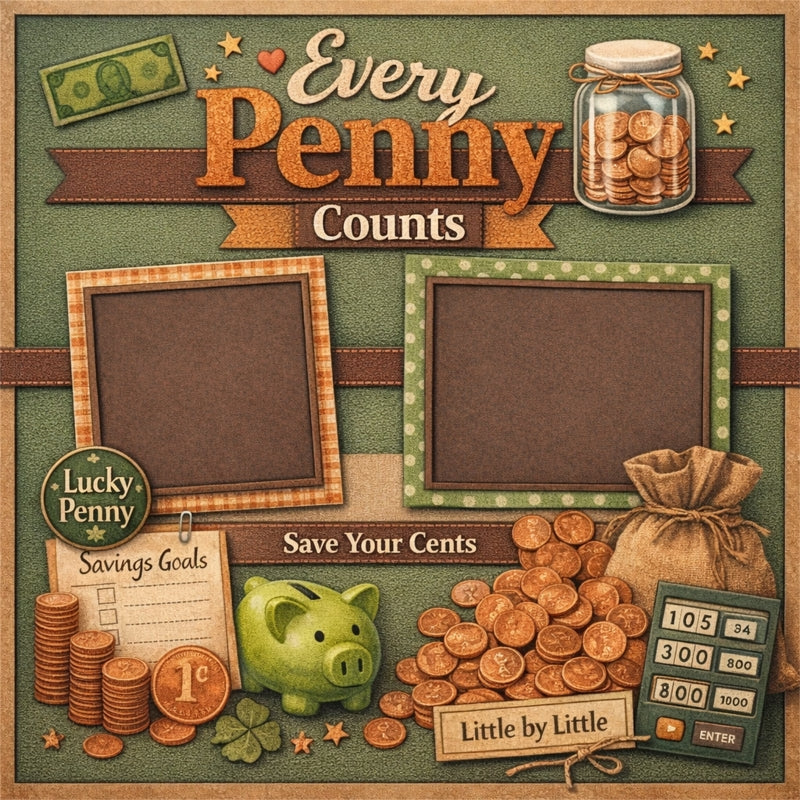 Every Penny Counts-Premade Scrapbook Page