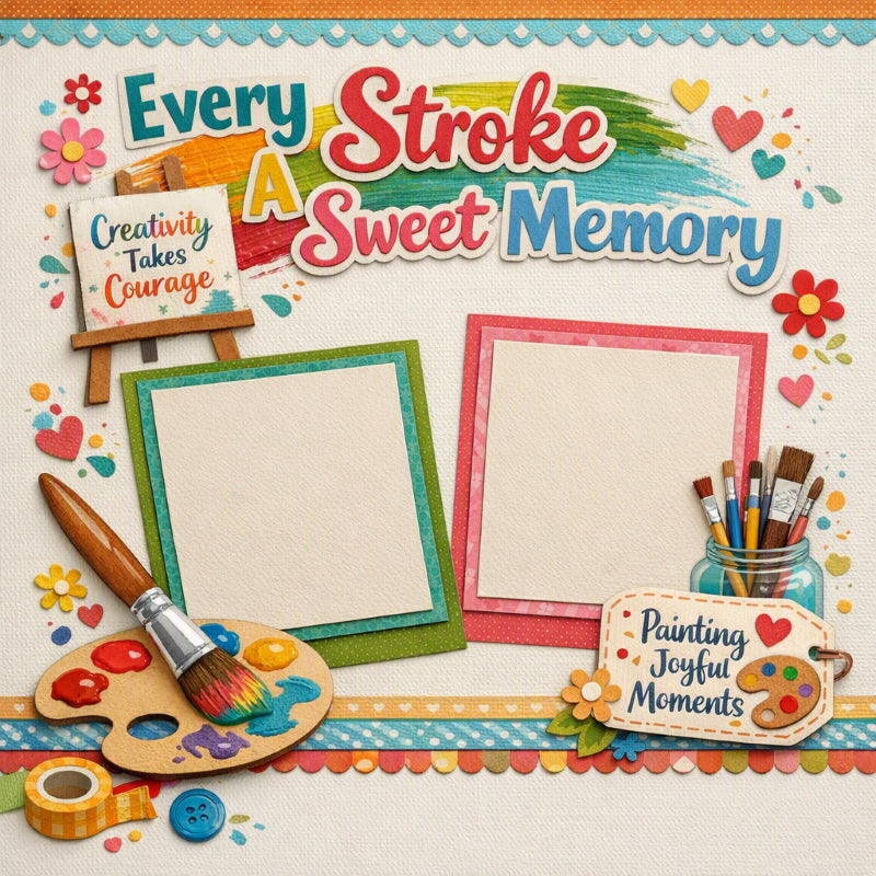 Every Stroke A Sweet Memory-Premade Scrapbook Page