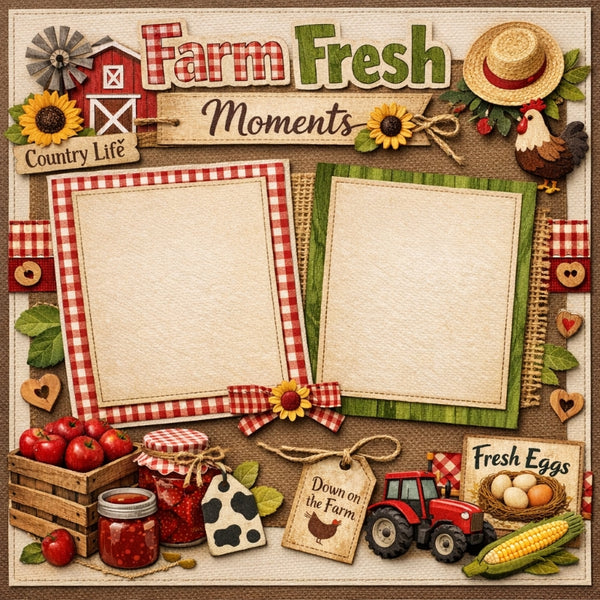 Farm Fresh Moments-Premade Scrapbook Page