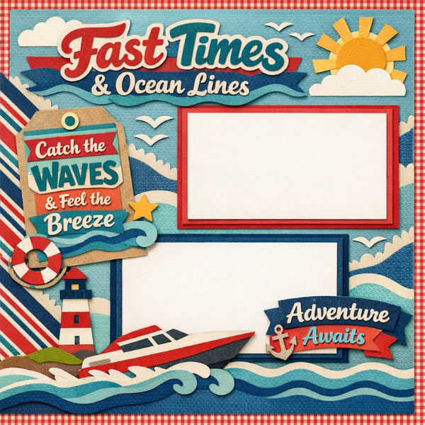 Fast Times & Ocean Lines-Premade Scrapbook Page