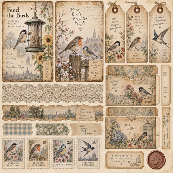 Feed the Birds-Premade Junk Journal Page