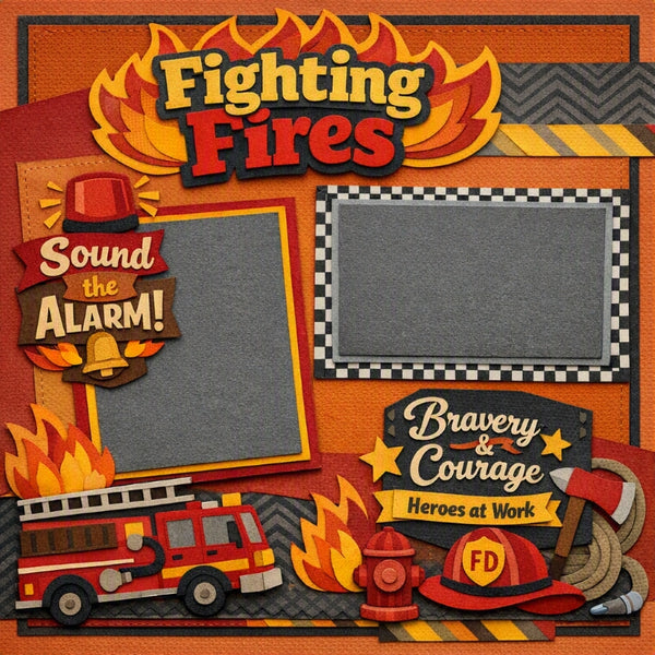 Fighting Fires-Premade Scrapbook Page