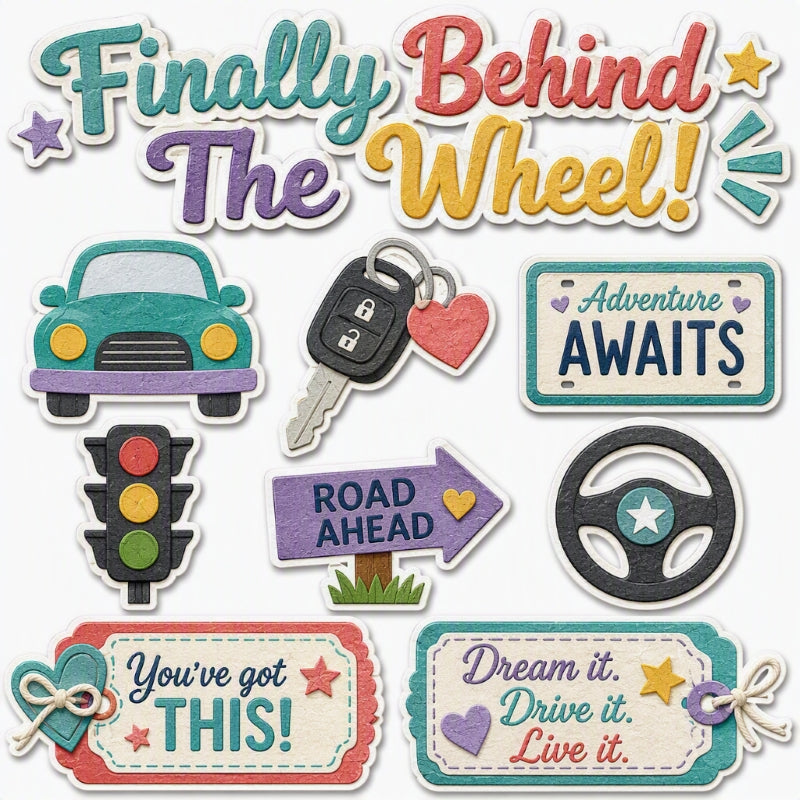 Finally Behind The Wheel!-Premade Cutout Set