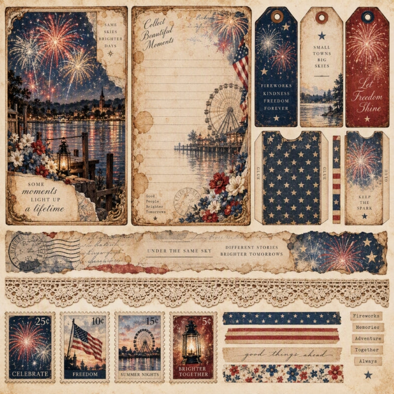 Fireworks-Premade Junk Journal Page