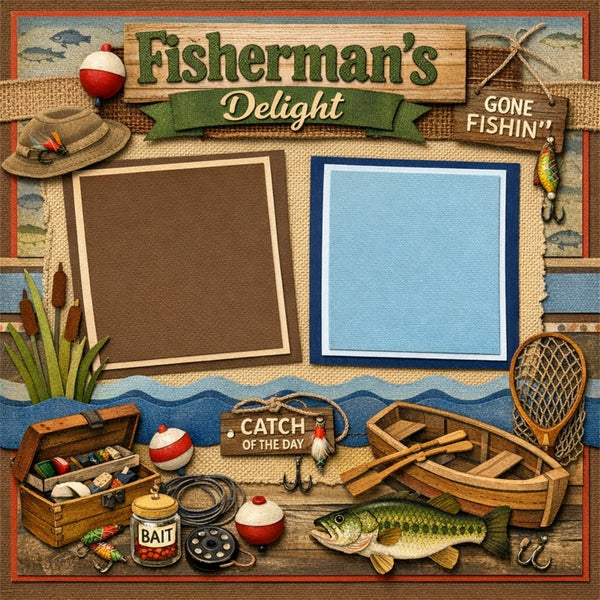Fisherman's Delight-Premade Scrapbook Page