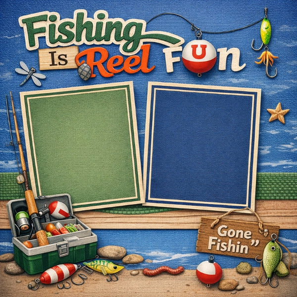 Fishing Is Reel Fun-Premade Scrapbook Page