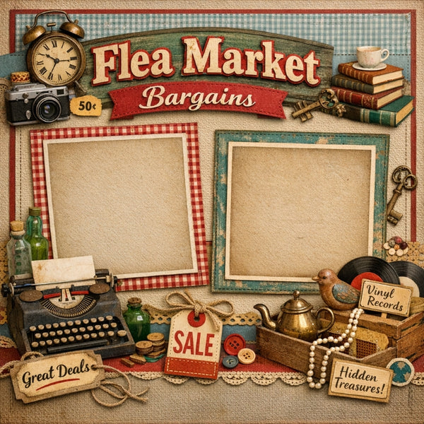 Flea Market Bargains-Premade Scrapbook Page