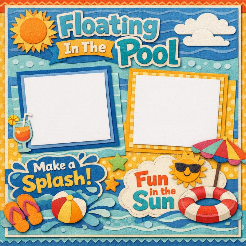 Floating In The Pool-Premade Scrapbook Page