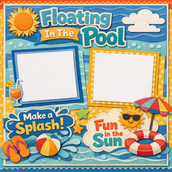 Floating In The Pool-Premade Scrapbook Page