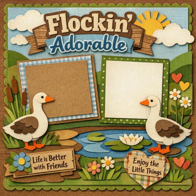 Flockin' Adorable-Premade Scrapbook Page