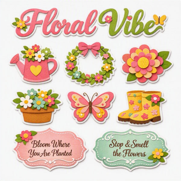 Floral Vibe-Premade Cutout Set