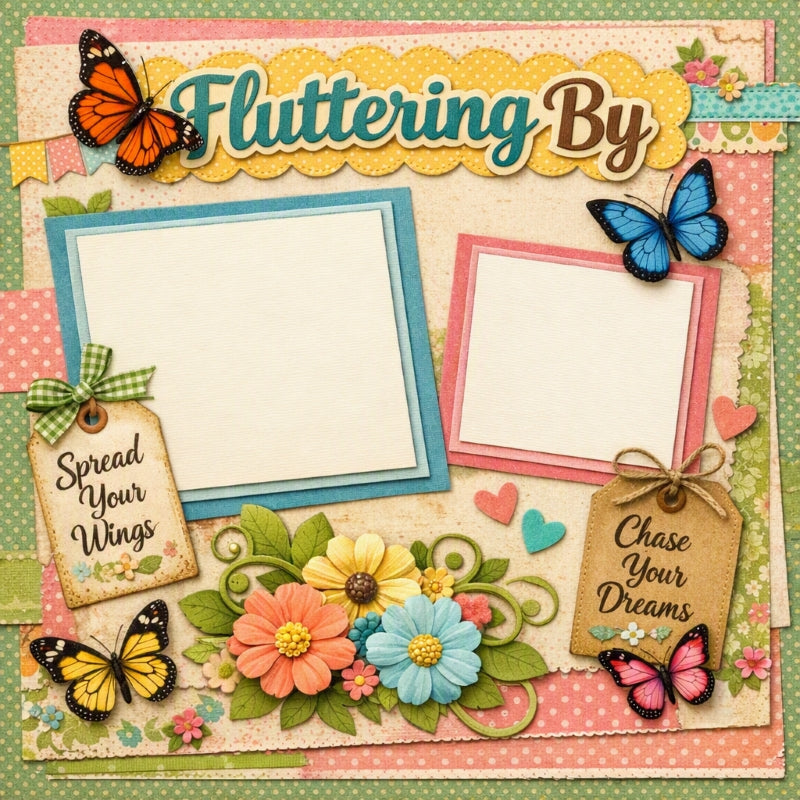 Fluttering By-Premade Scrapbook Page