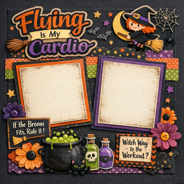 Flying Is My Cardio-Premade Scrapbook Page