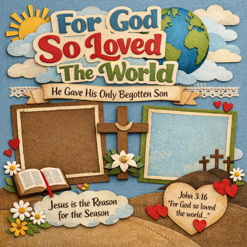 For God So Loved The World-Premade Scrapbook Page