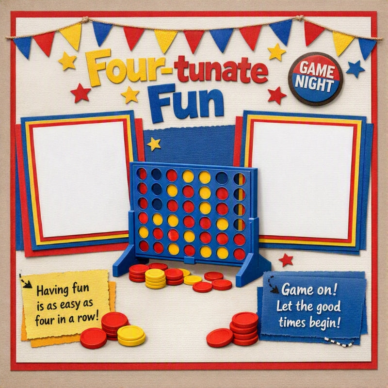 Four-tunate Fun-Premade Scrapbook Page