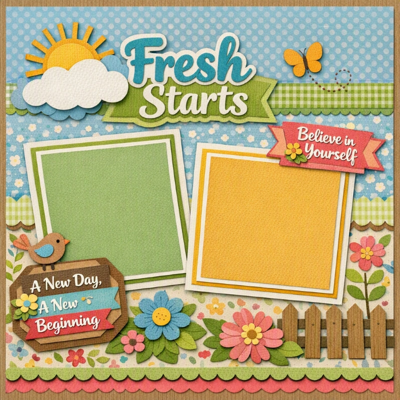Fresh Starts-Premade Scrapbook Page