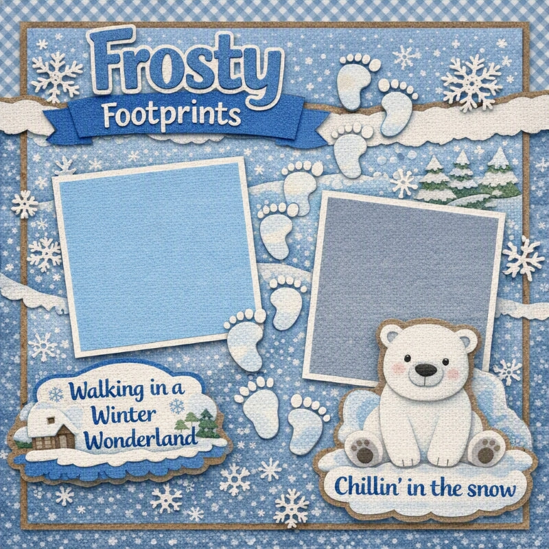 Frosty Footprints-Premade Scrapbook Page