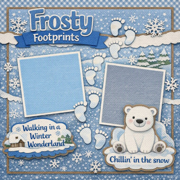 Frosty Footprints-Premade Scrapbook Page