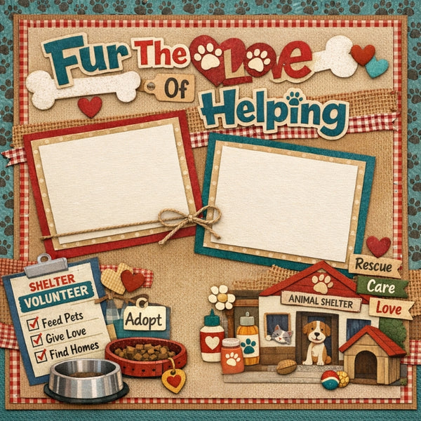Fur The Love Of Helping-Premade Scrapbook Page