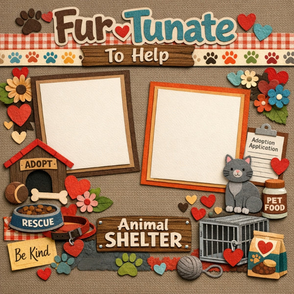 Fur-Tunate To Help-Premade Scrapbook Page