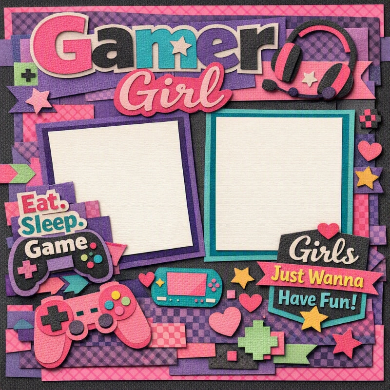 Gamer Girl-Premade Scrapbook Page