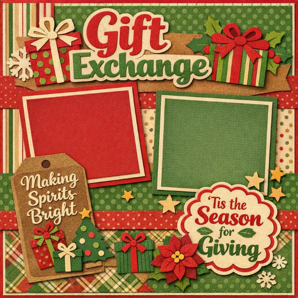 Gift Exchange-Premade Scrapbook Page