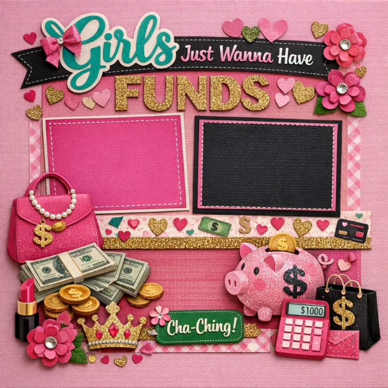 Girls Just Wanna Have Funds-Premade Scrapbook Page