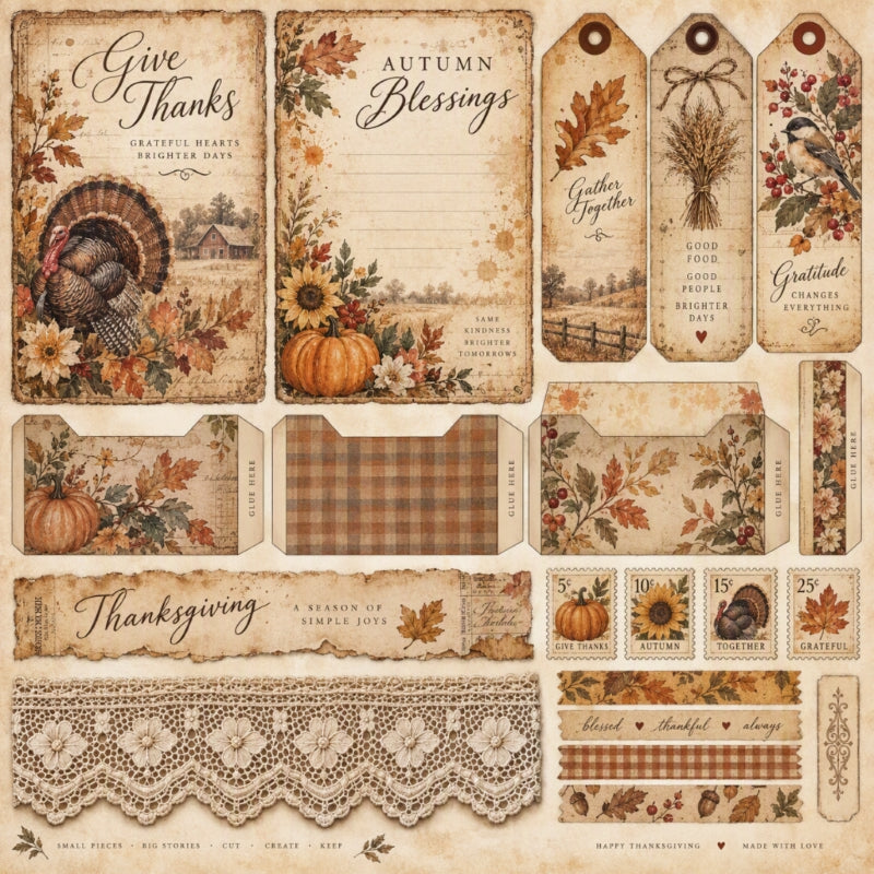 Give Thanks-Premade Junk Journal Page