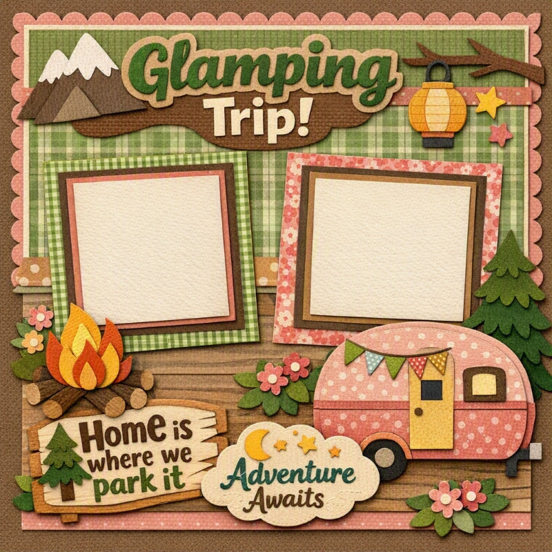 Glamping Trip!-Premade Scrapbook Page