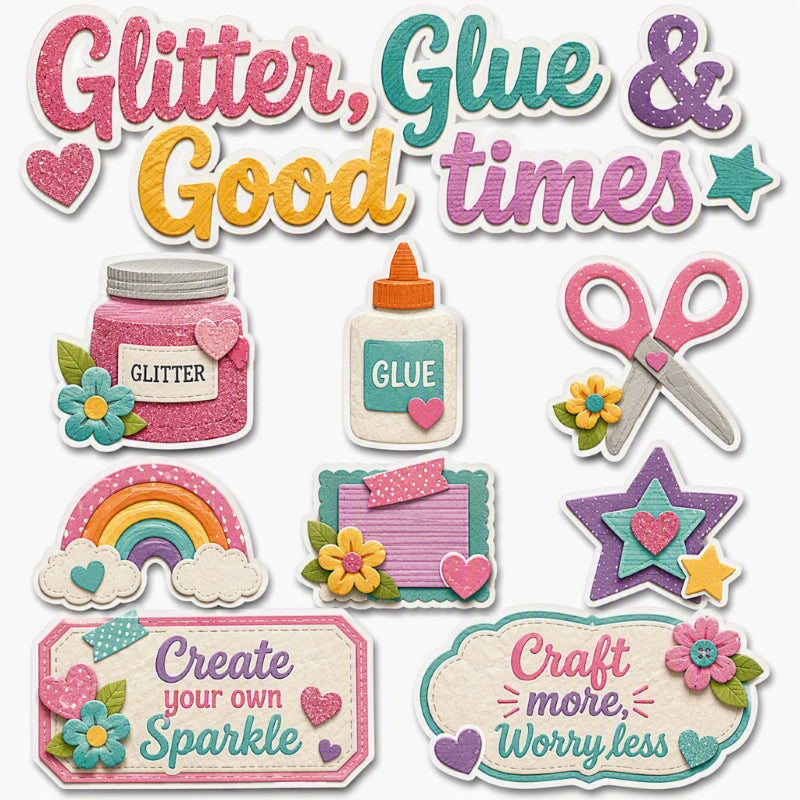 Glitter, Glue & Good times-Premade Cutout Set