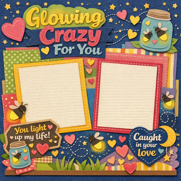 Glowing Crazy For You-Premade Scrapbook Page