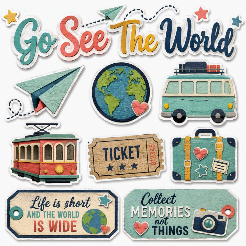 Go See The World-Premade Cutout Set