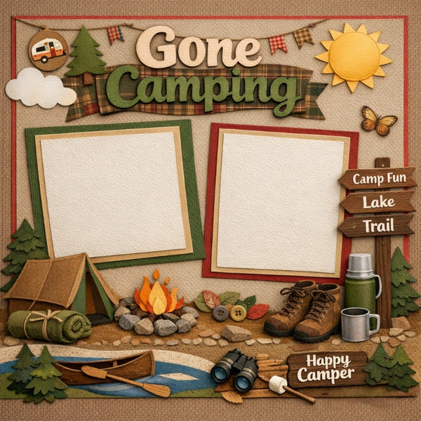 Gone Camping-Premade Scrapbook Page