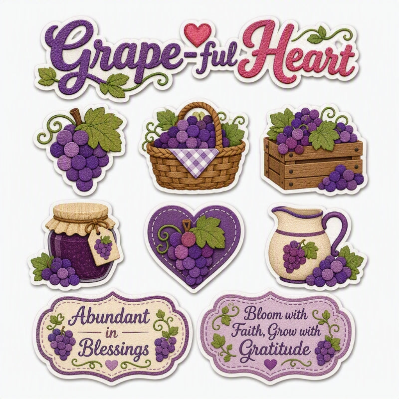 Grape-ful Heart-Premade Cutout Set