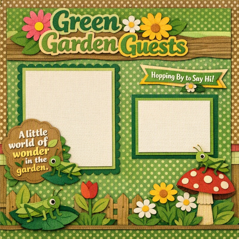 Green Garden Guests-Premade Scrapbook Page