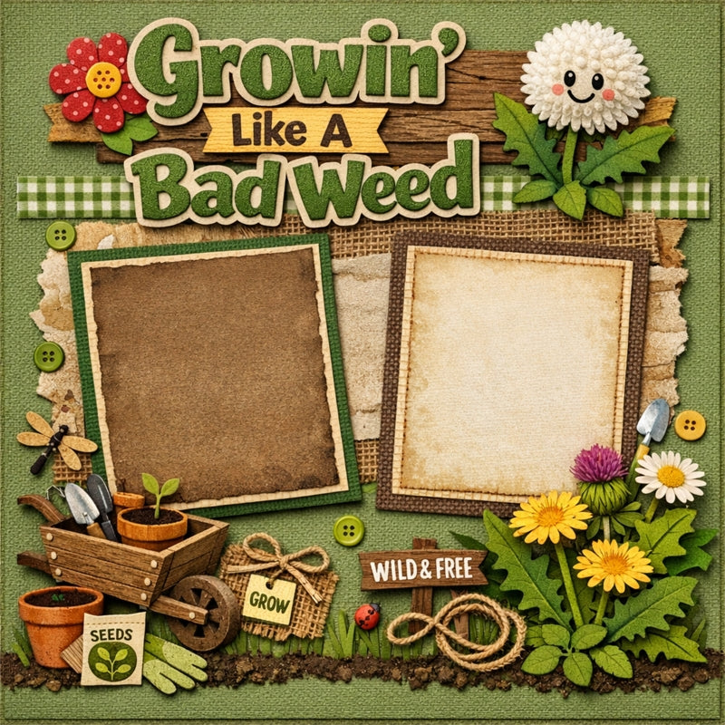 Growin' Like A Bad Weed-Premade Scrapbook Page