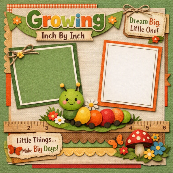 Growing Inch By Inch-Premade Scrapbook Page