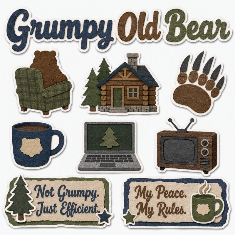 Grumpy Old Bear-Premade Cutout Set